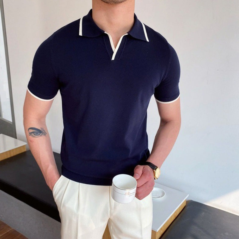 OLD MONEY V Collar Polo Shirt - OLD MONEY LOOKS