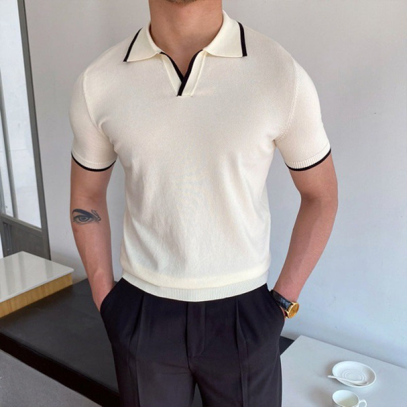 OLD MONEY V Collar Polo Shirt - OLD MONEY LOOKS