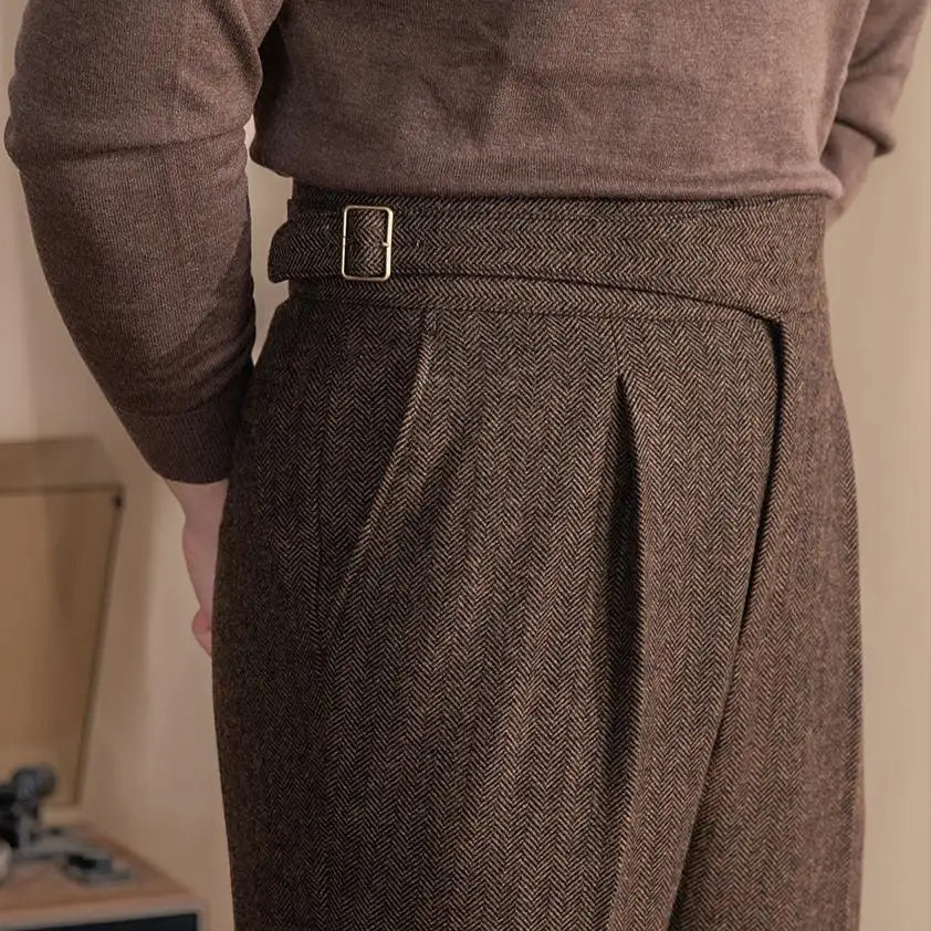 OLD MONEY Pantalones de lana con lengüeta extendida