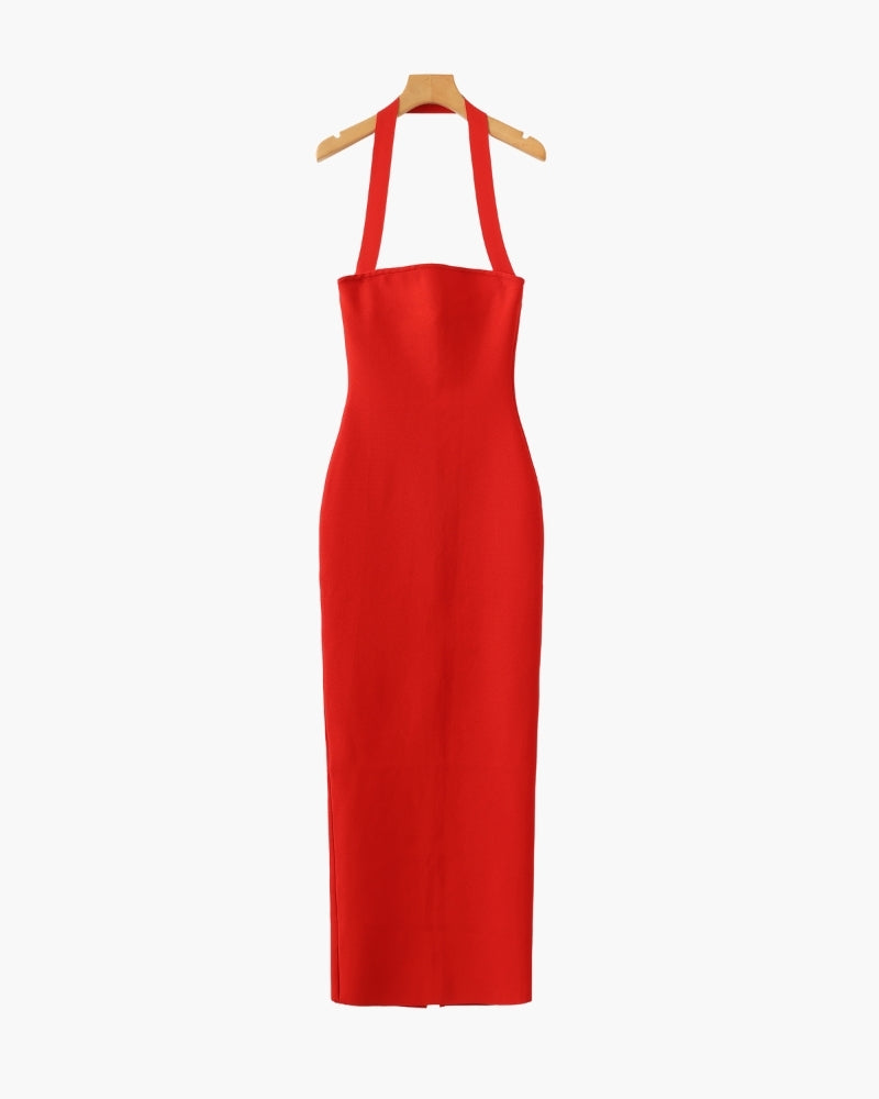 Robe longue slim à col montant