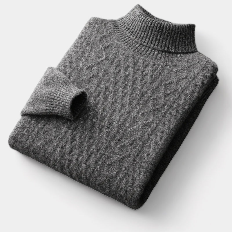 OLD MONEY Merino Wool Knitted Turtleneck Sweater - OLD MONEY LOOKS
