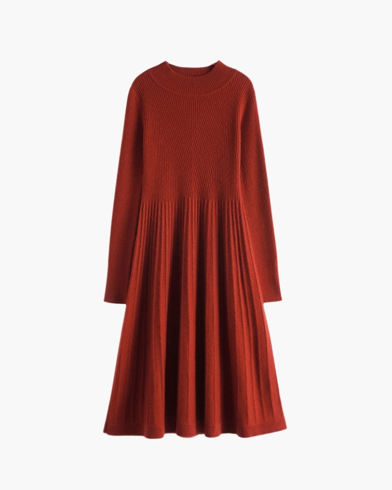 Kaschmir-Kleid mit ausgestelltem Rock