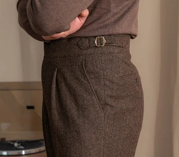 OLD MONEY Pantalones de lana con lengüeta extendida