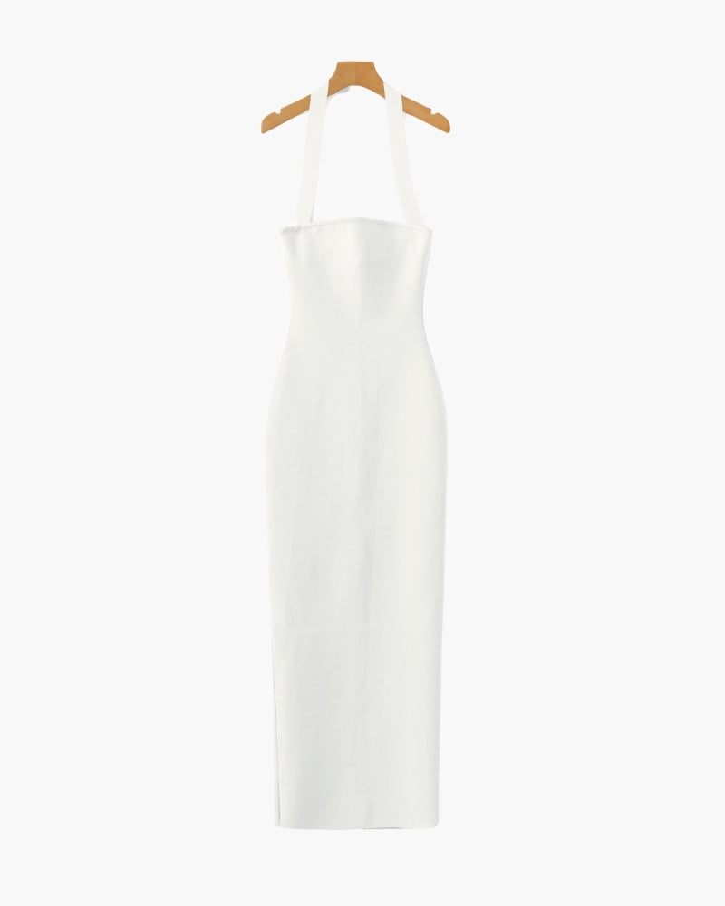 Robe longue slim à col montant