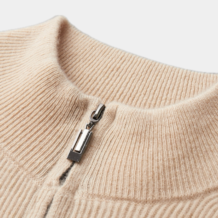 OLD MONEY MERINO WOOL ZIP SWEATER - OLD MONEY LOOKS
