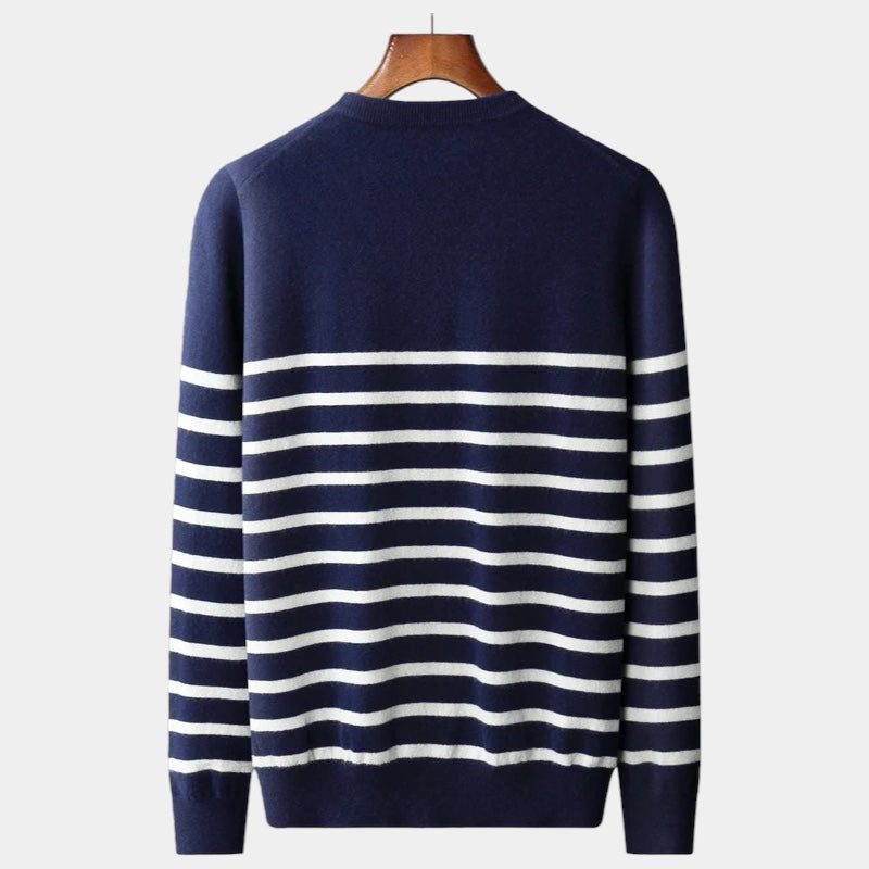 OLD MONEY Merino Wool Navy Sweater - OLD MONEY LOOKS