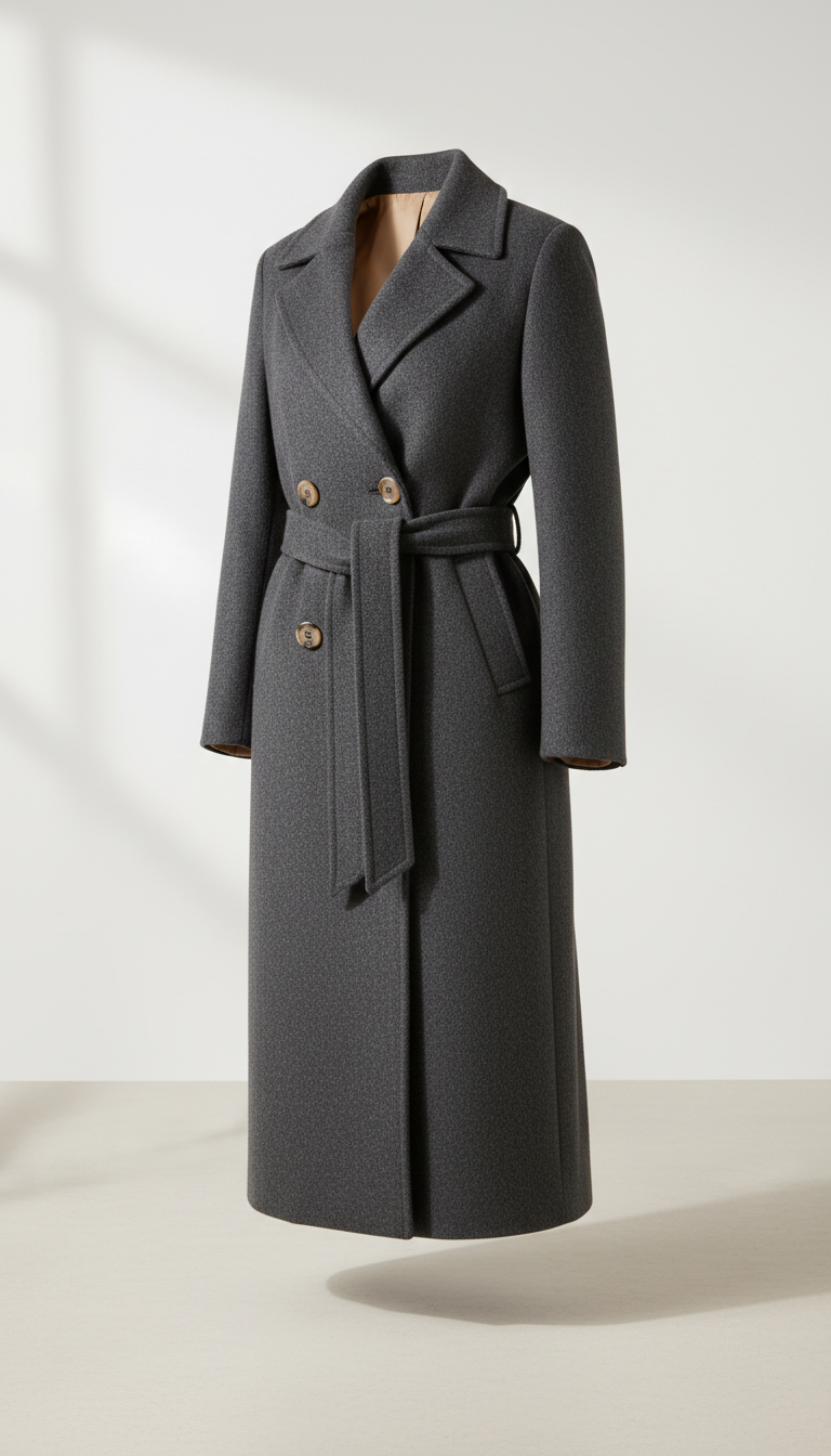 Manteau structuré en laine à chevrons bleu marine