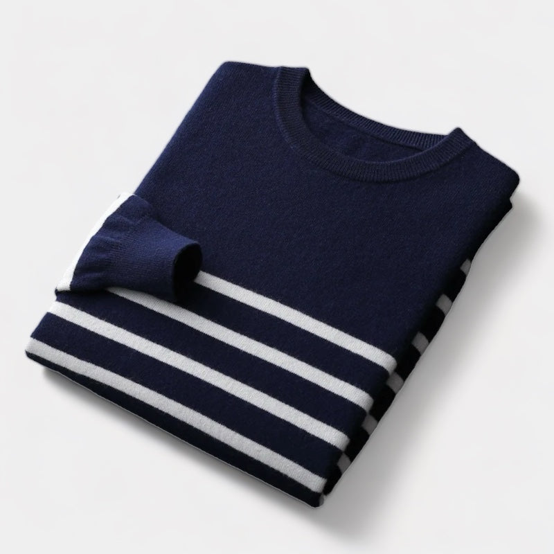 OLD MONEY Merino Wool Navy Sweater - OLD MONEY LOOKS