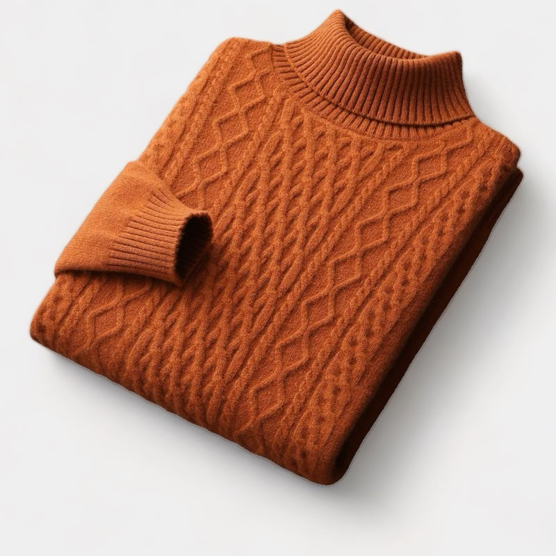 OLD MONEY Merino Wool Knitted Turtleneck Sweater - OLD MONEY LOOKS