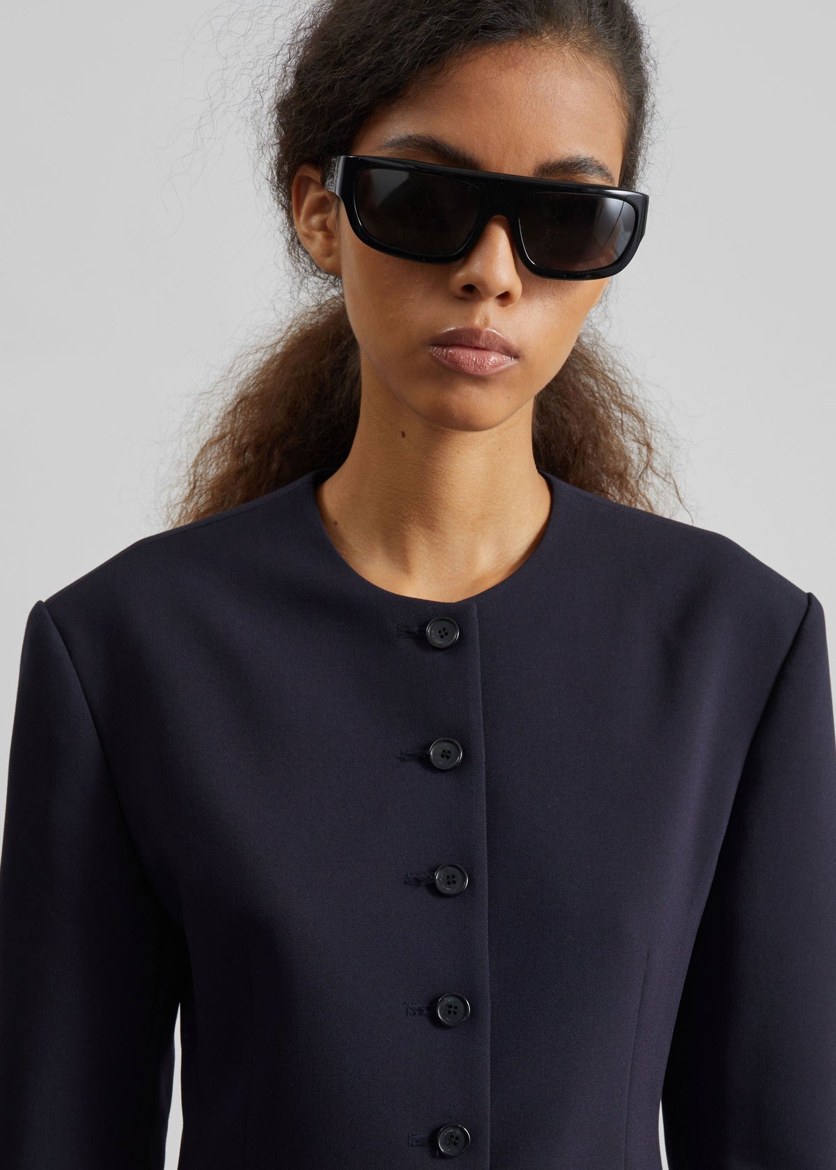 Blazer senza collo Chesnay - Blu navy