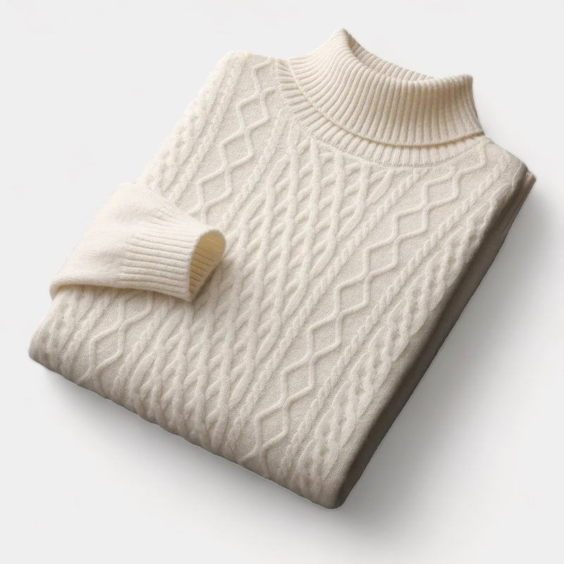 OLD MONEY Merino Wool Knitted Turtleneck Sweater - OLD MONEY LOOKS