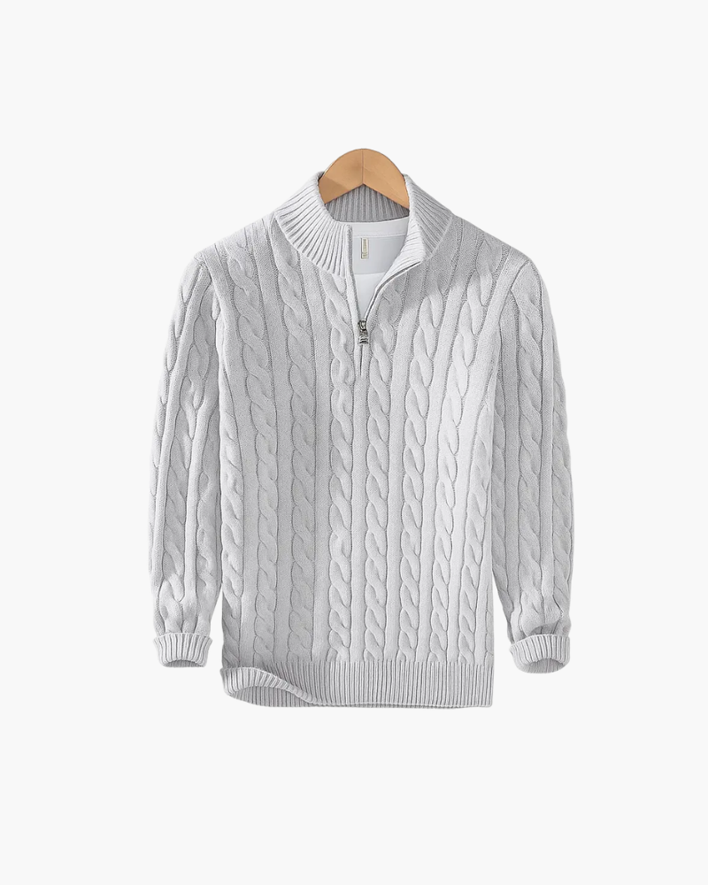 PULL À ZIPS ET TORSADES STYLE OLD MONEY - 100 % COTON