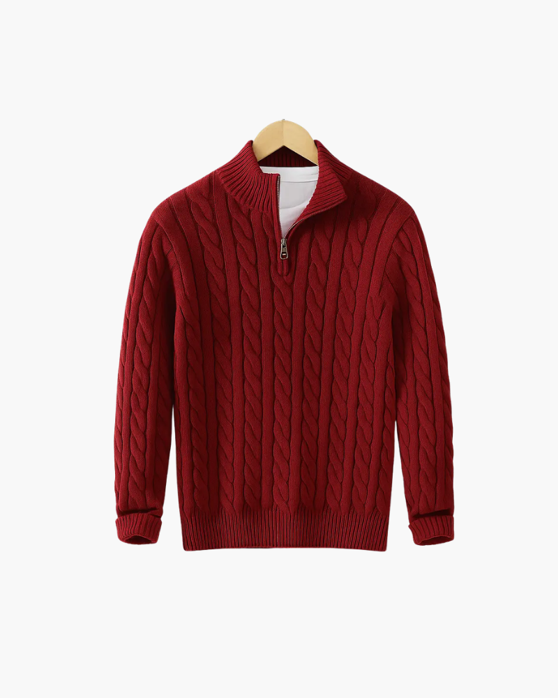 PULL À ZIPS ET TORSADES STYLE OLD MONEY - 100 % COTON