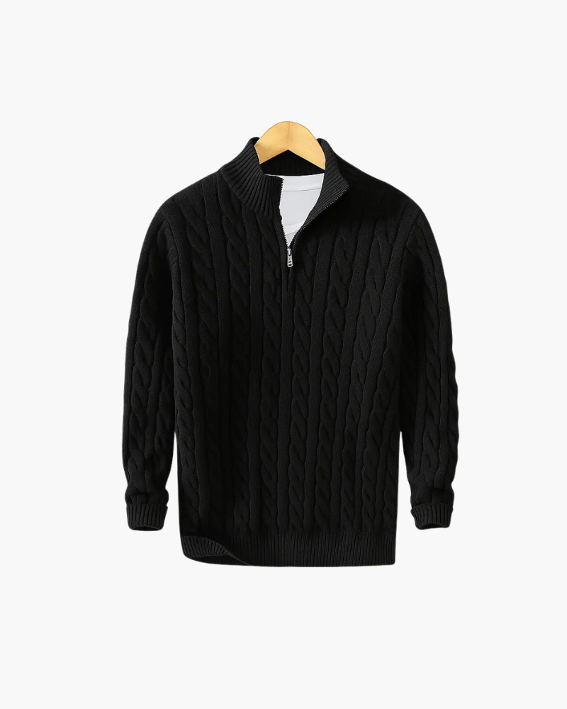 PULL À ZIPS ET TORSADES STYLE OLD MONEY - 100 % COTON