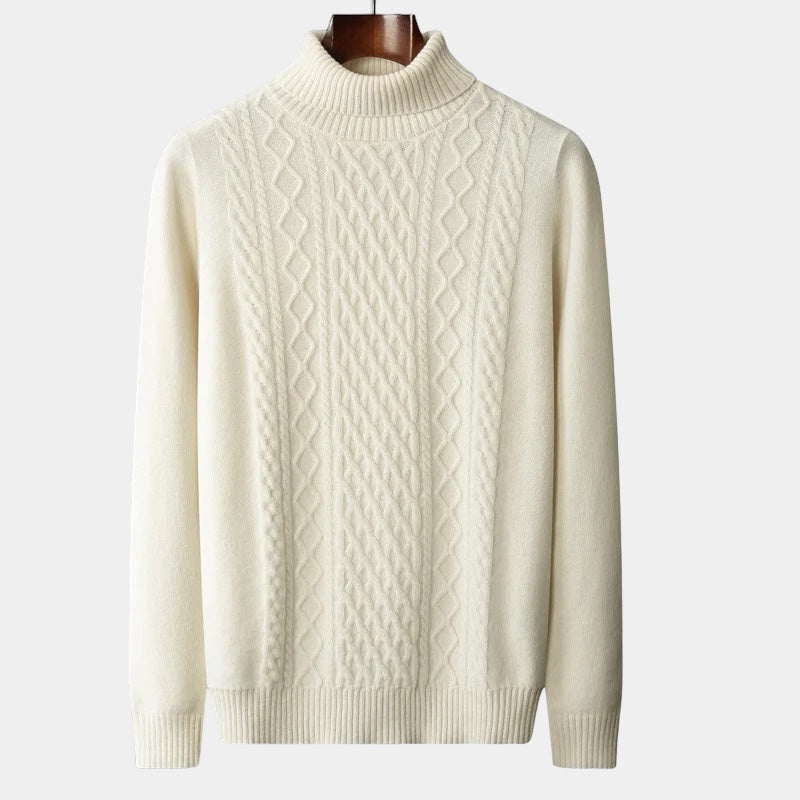 OLD MONEY Merino Wool Knitted Turtleneck Sweater - OLD MONEY LOOKS