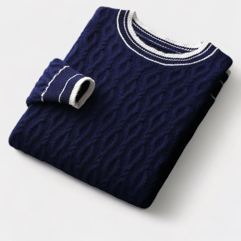 OLD MONEY Merino Wool Round Neck Knitted Sweater - OLD MONEY LOOKS