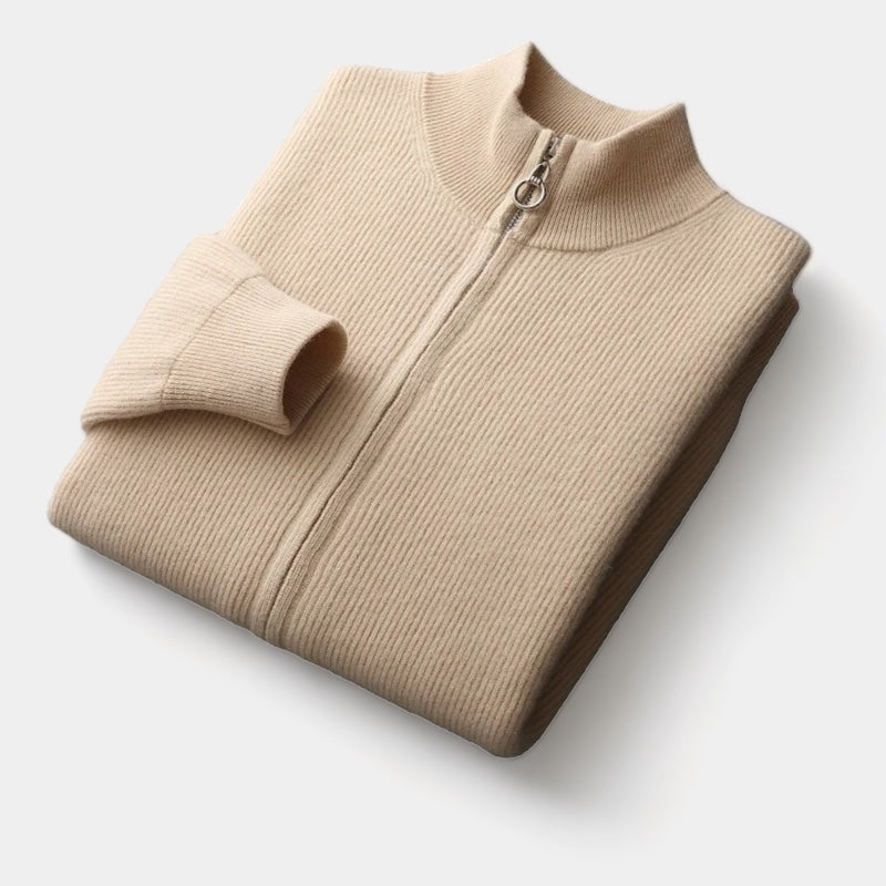 OLD MONEY MERINO WOOL ZIP SWEATER - OLD MONEY LOOKS