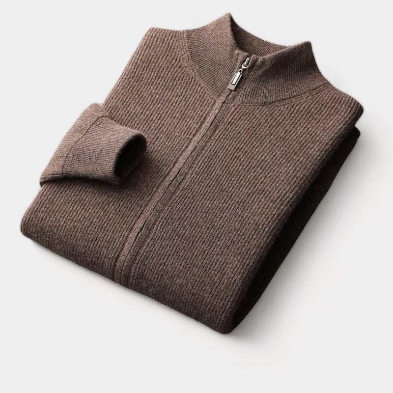 OLD MONEY MERINO WOOL ZIP SWEATER - OLD MONEY LOOKS
