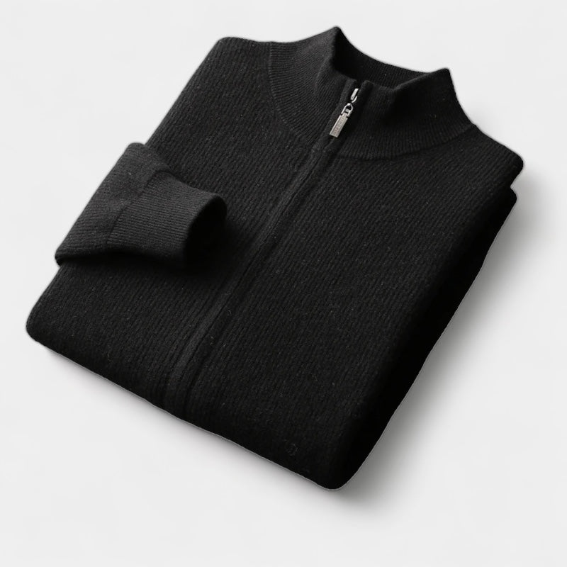 OLD MONEY MERINO WOOL ZIP SWEATER - OLD MONEY LOOKS
