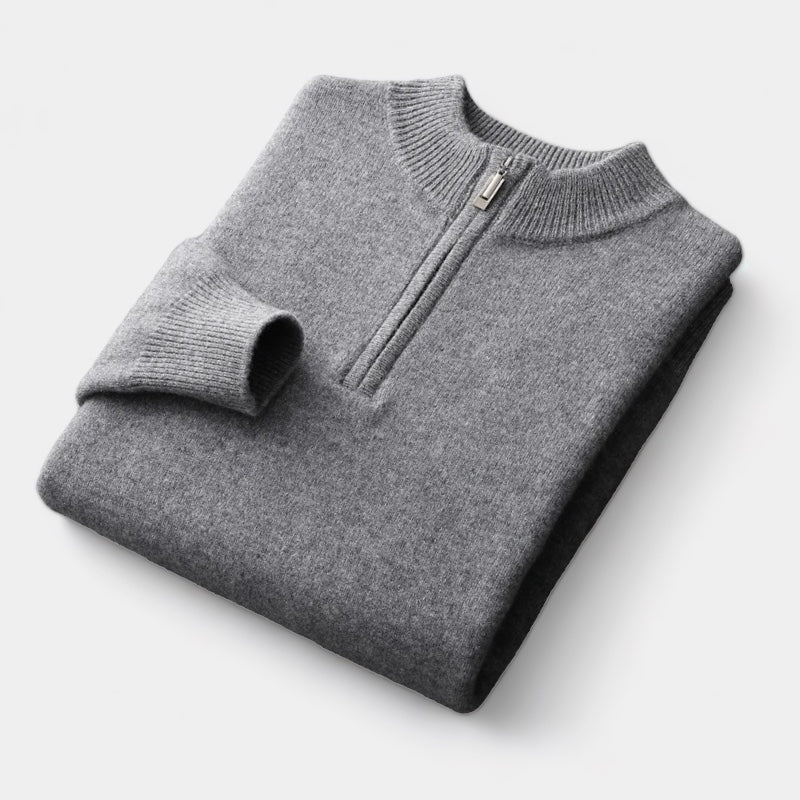 OLD MONEY Merino Wool Quarter-Zip Sweater - OLD MONEY LOOKS