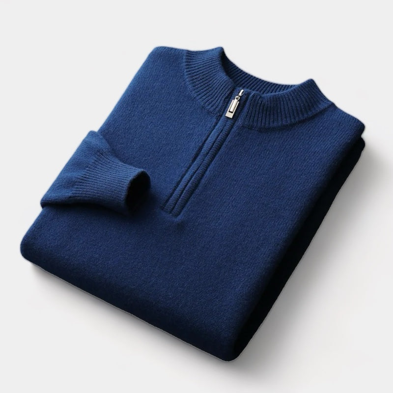 OLD MONEY Merino Wool Quarter-Zip Sweater - OLD MONEY LOOKS