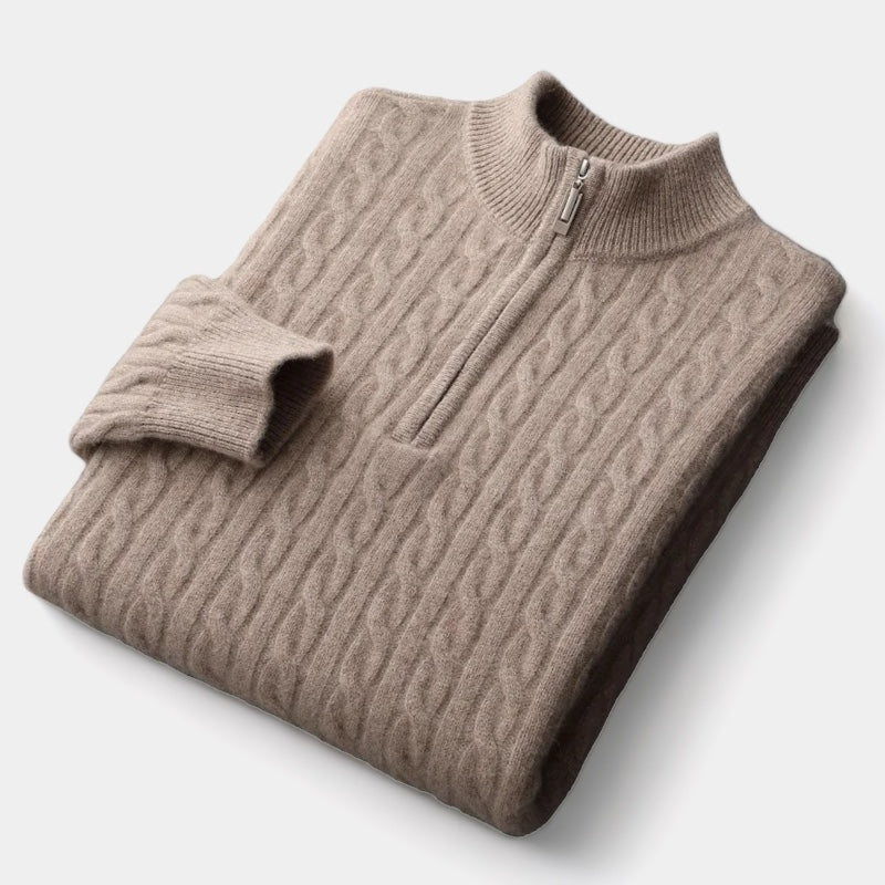 OLD MONEY Merino Wool Knitted Quarter-Zip Sweater - OLD MONEY LOOKS