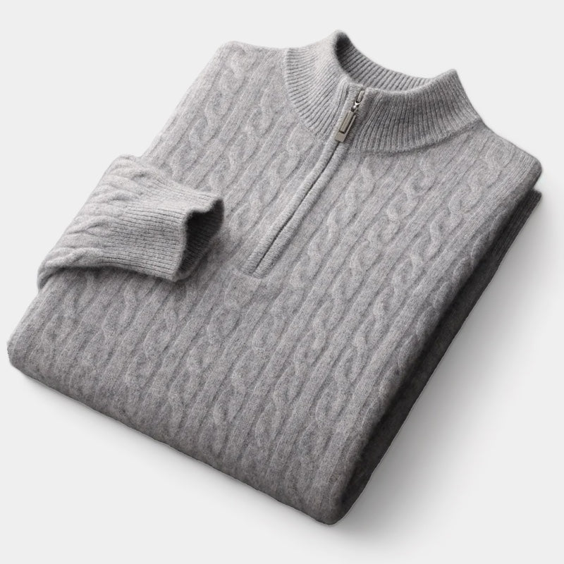 OLD MONEY Merino Wool Knitted Quarter-Zip Sweater - OLD MONEY LOOKS