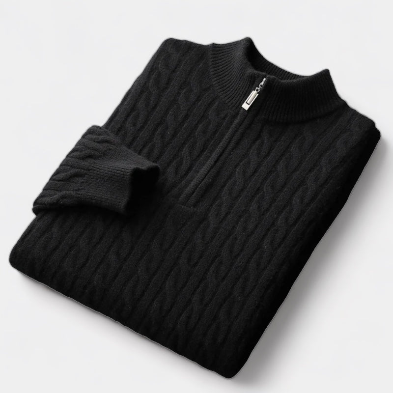 OLD MONEY Merino Wool Knitted Quarter-Zip Sweater - OLD MONEY LOOKS