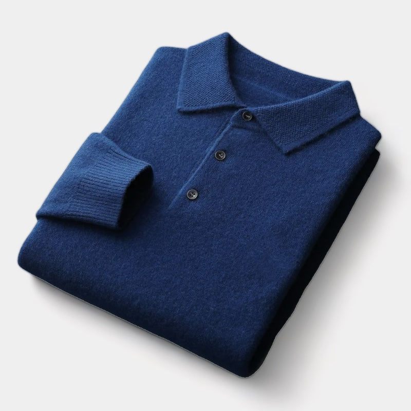 OLD MONEY Merino Wool Polo Collar Sweater - OLD MONEY LOOKS
