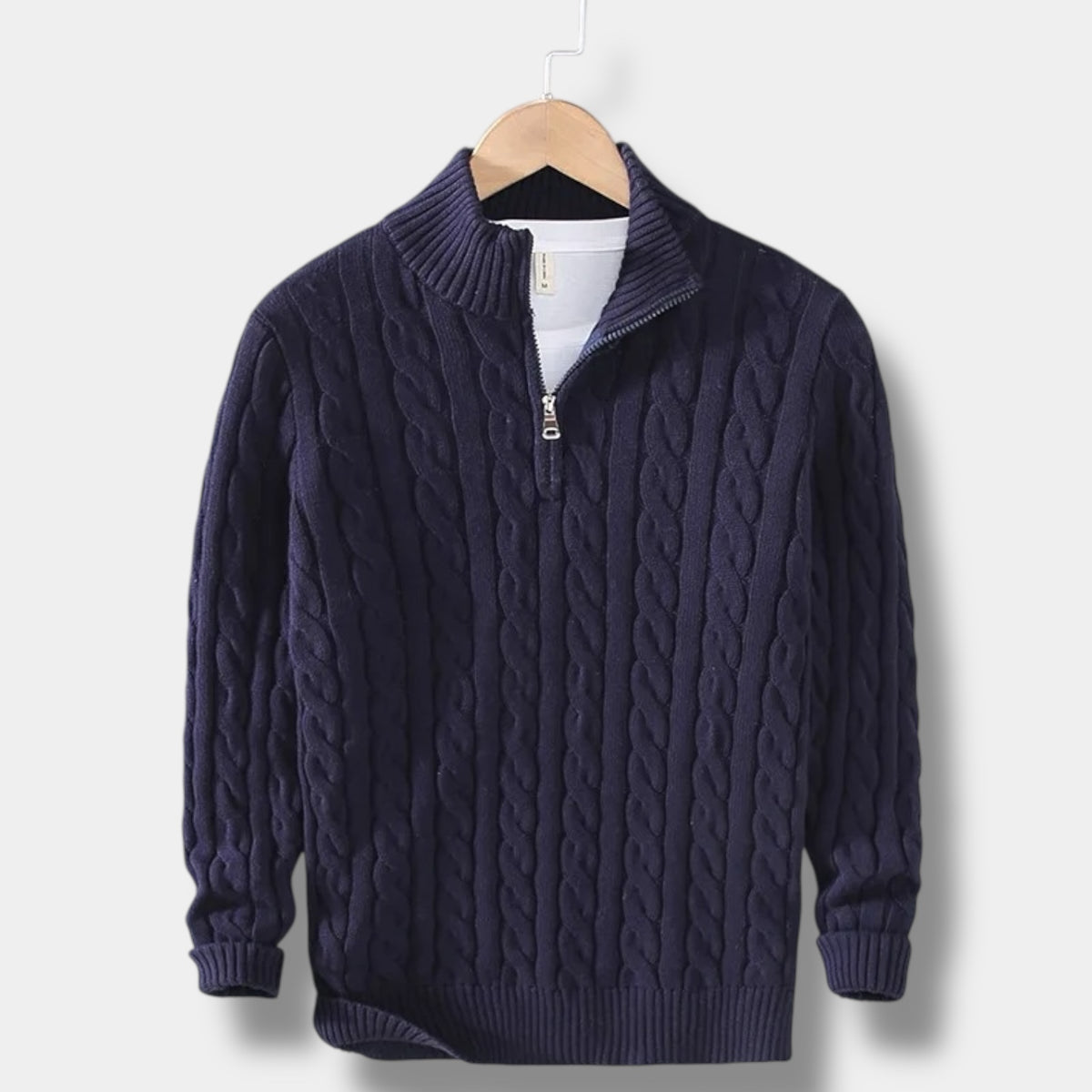 OLD MONEY Jacquard Mock Neck Sweater