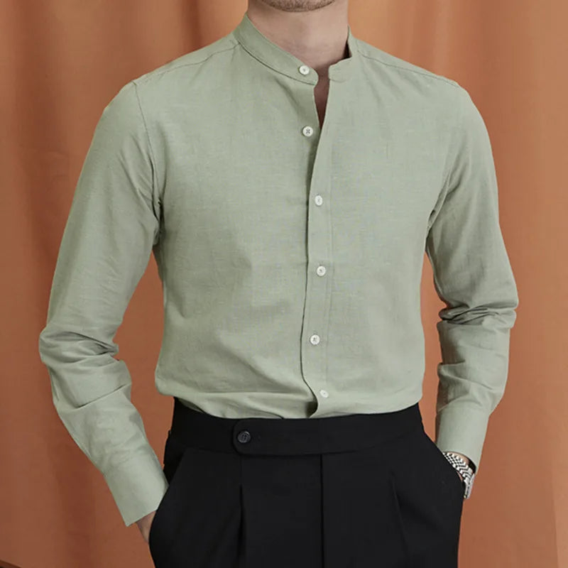 OLD MONEY Mao Collar Shirt - OLD MONEY LOOKS