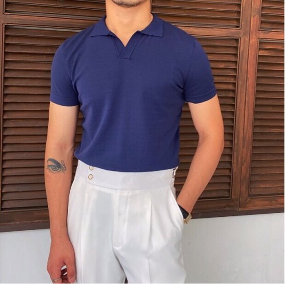OLD MONEY V Collar Polo Shirt
