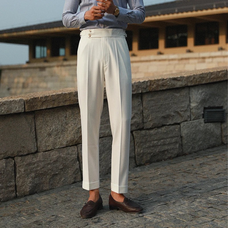 OLD MONEY PLEATED DOUBLE BUTTON TROUSERS - OLD MONEY LOOKS