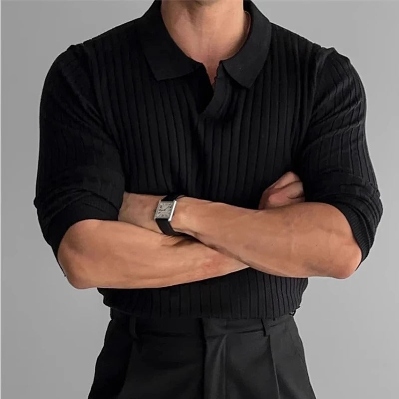 OLD MONEY Long Sleeve V Collar Polo - OLD MONEY LOOKS