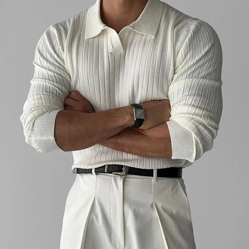 OLD MONEY Long Sleeve V Collar Polo - OLD MONEY LOOKS