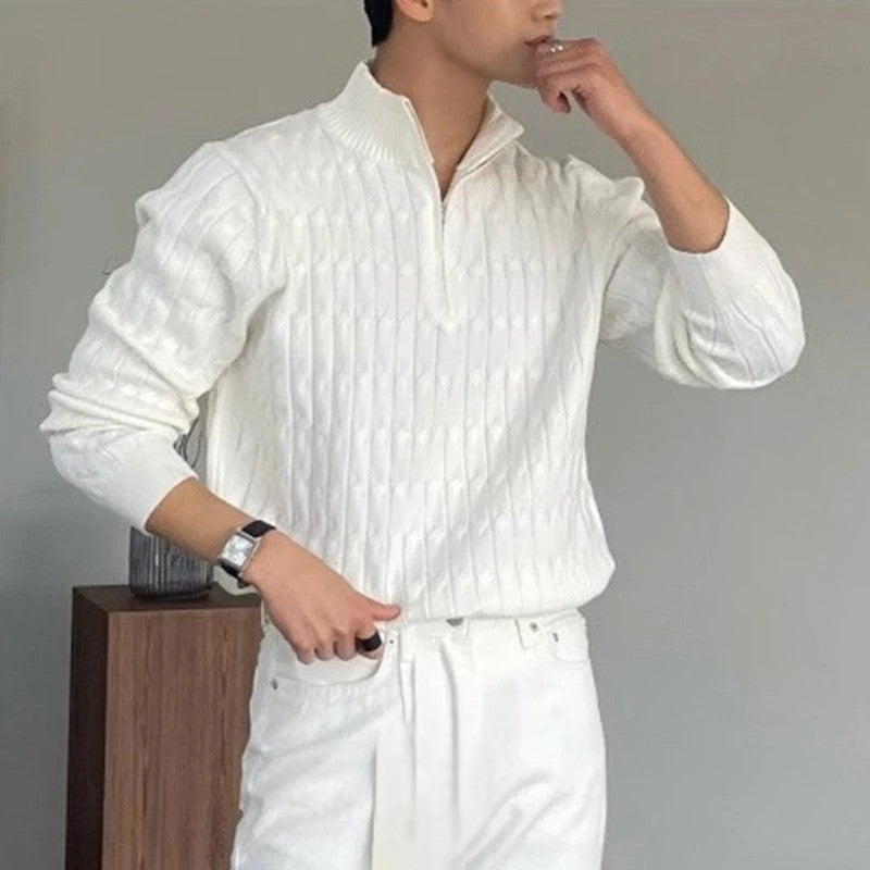 OLD MONEY Zipped Jacquard Sweater - OLD MONEY LOOKS