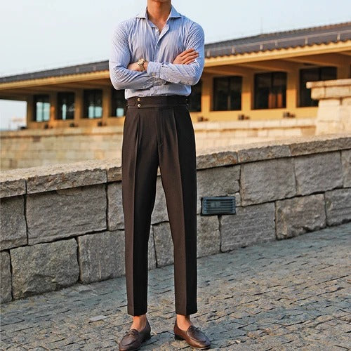 OLD MONEY PLEATED DOUBLE BUTTON TROUSERS - OLD MONEY LOOKS
