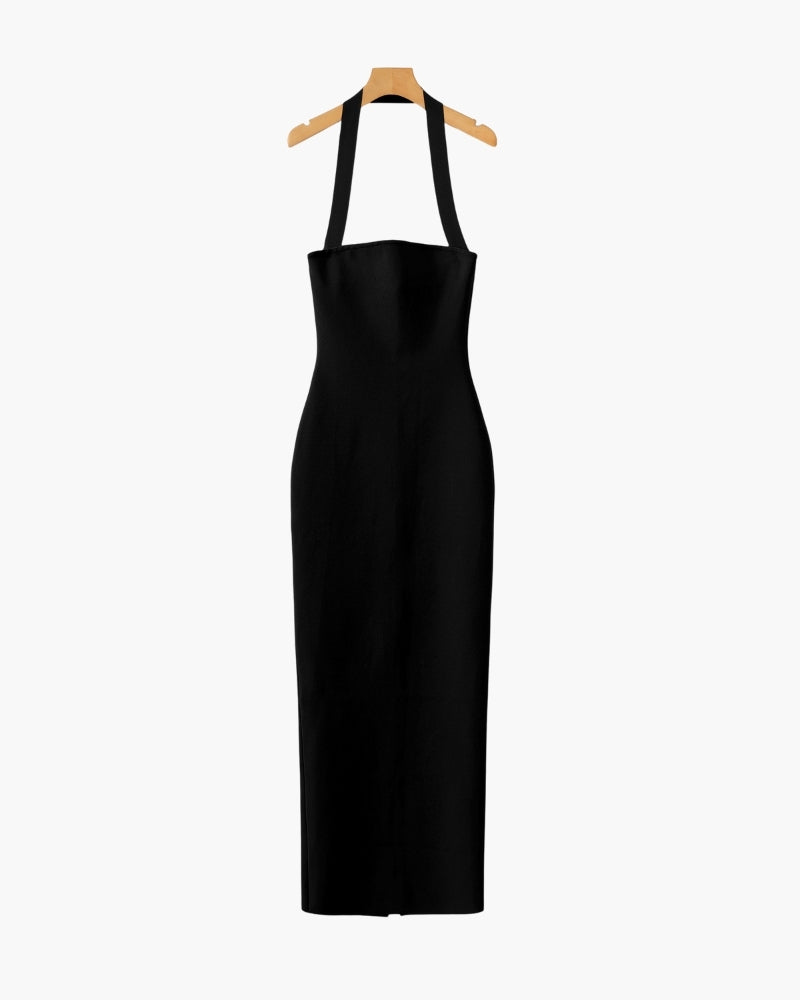 Robe longue slim à col montant