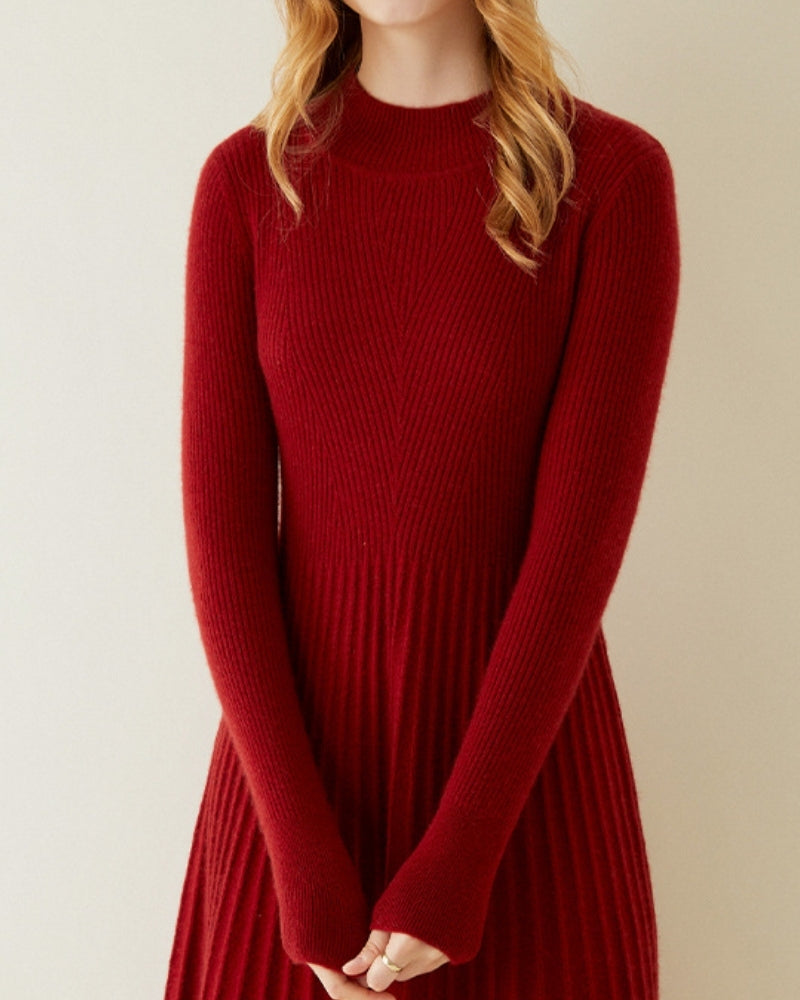 Kaschmir-Kleid mit ausgestelltem Rock