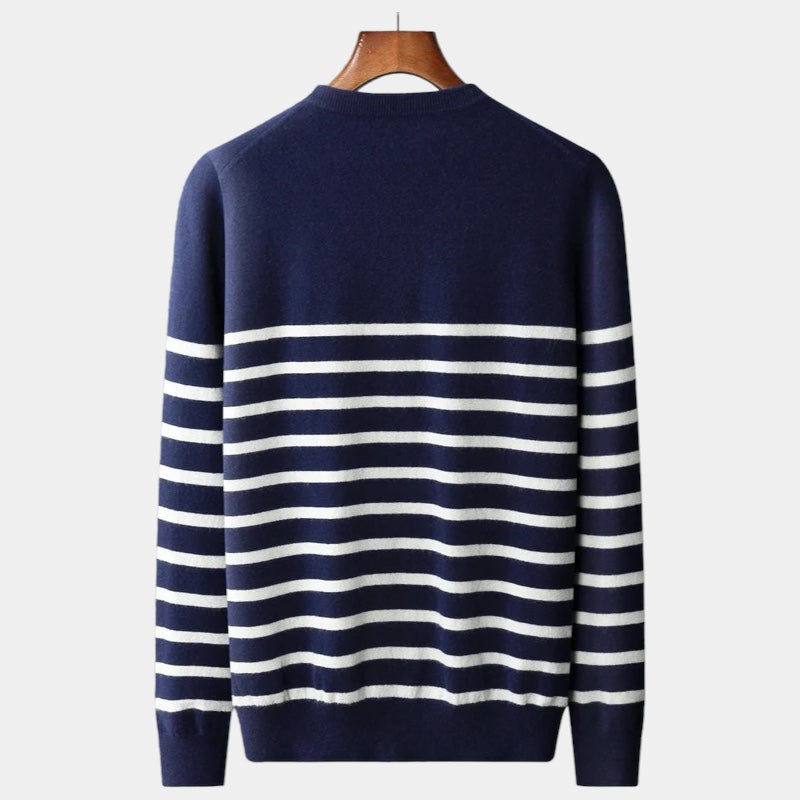 OLD MONEY Merino Wool Navy Sweater - WEAR OLD MONEY