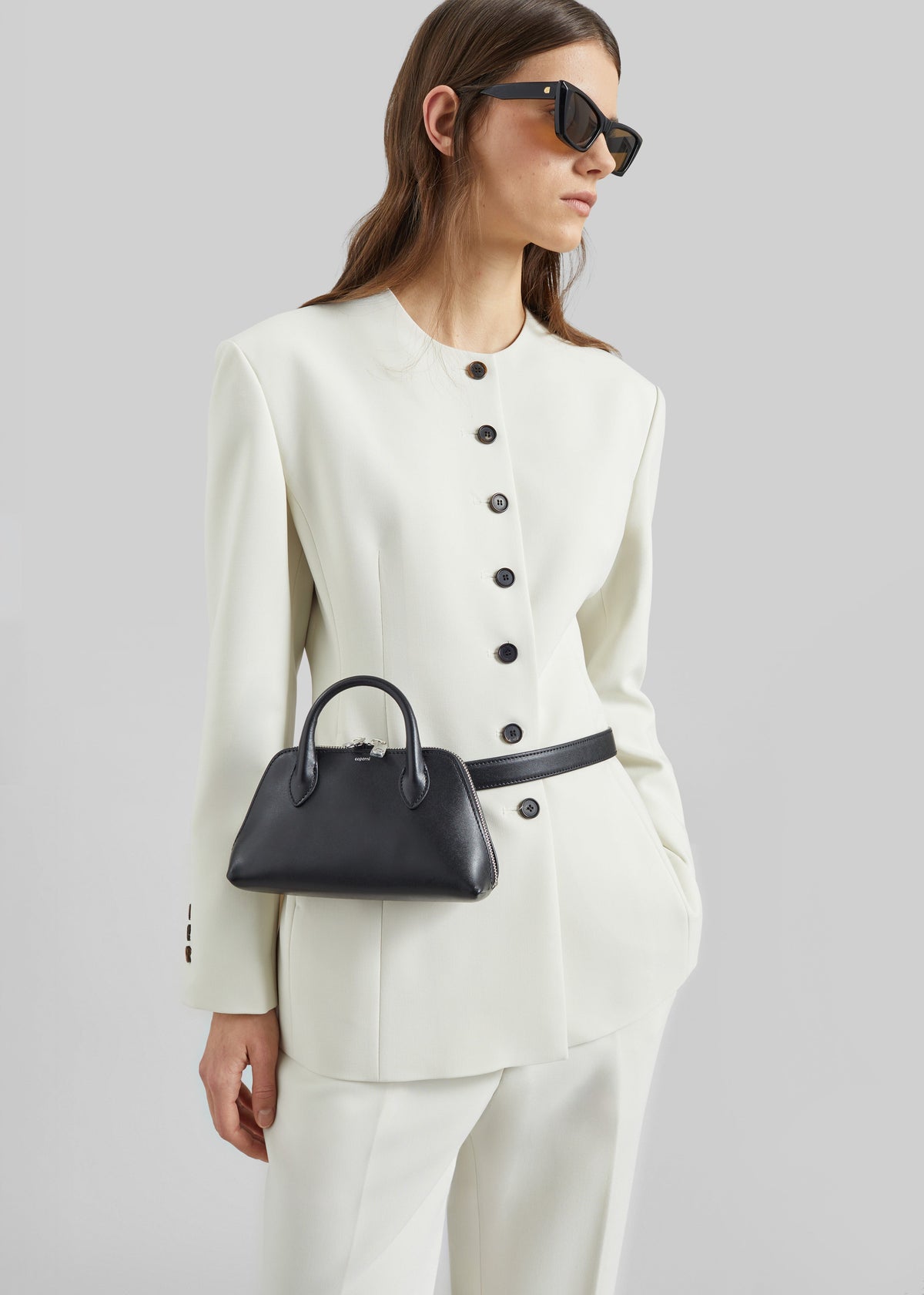 Veste sans col Chesnay - Crème