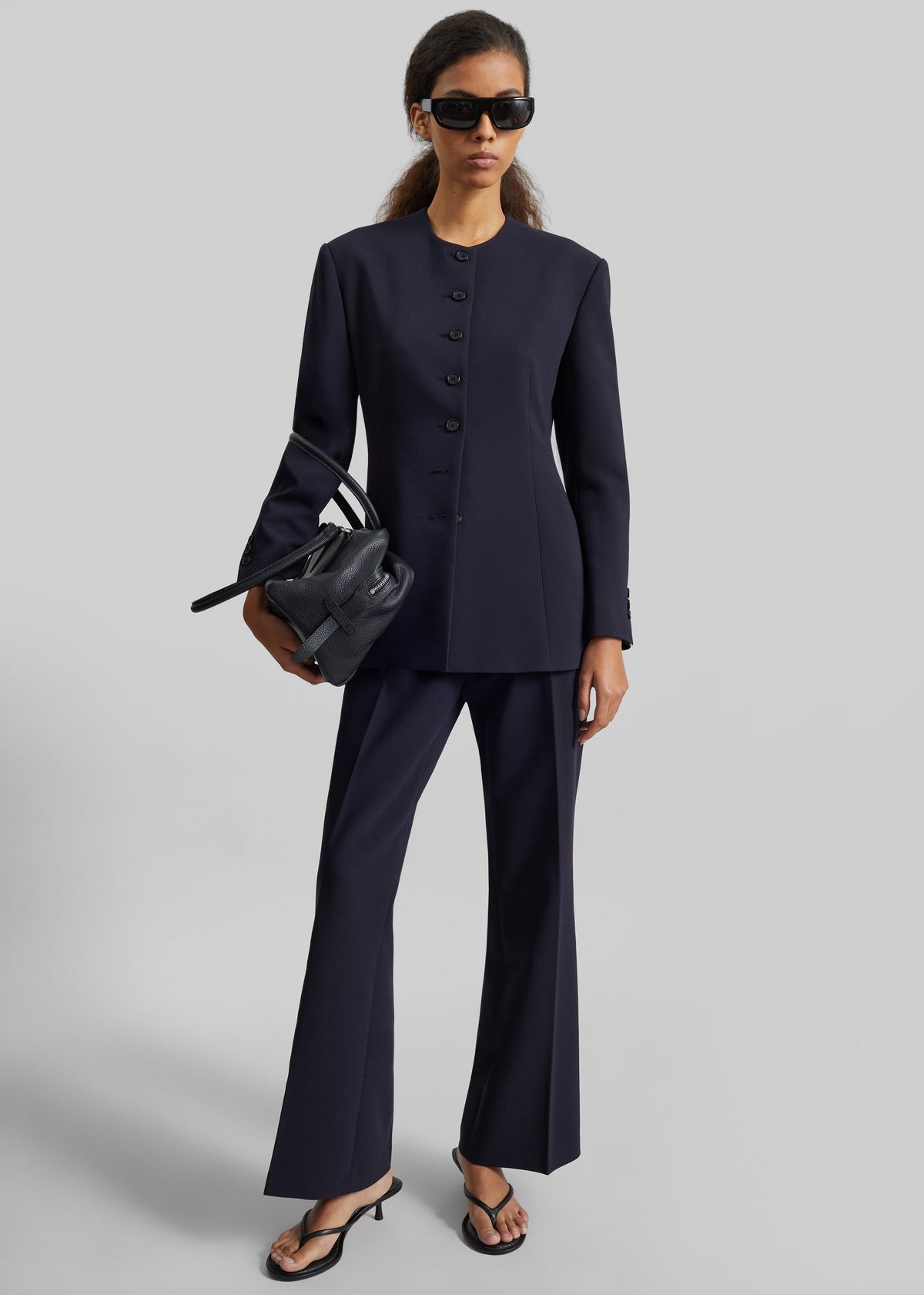 Veste sans col Chesnay - Marine