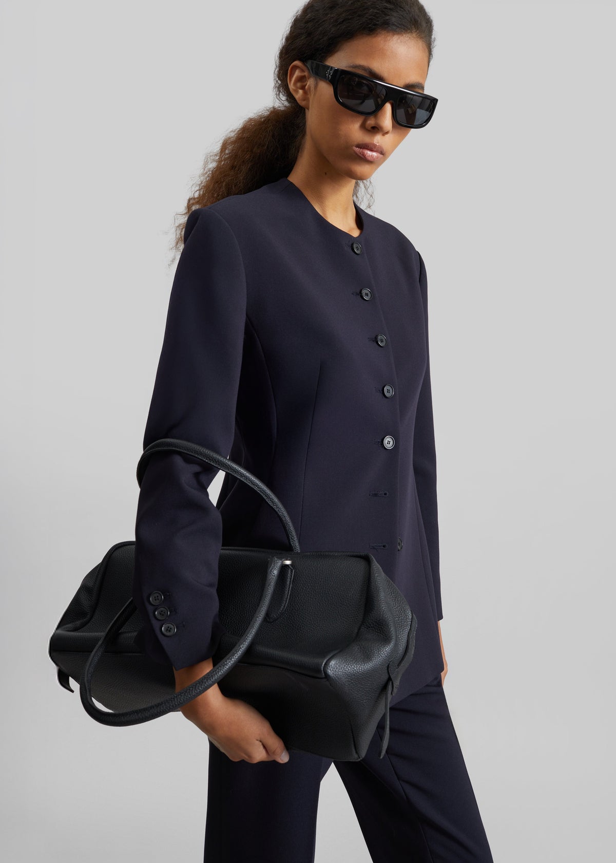 Veste sans col Chesnay - Marine