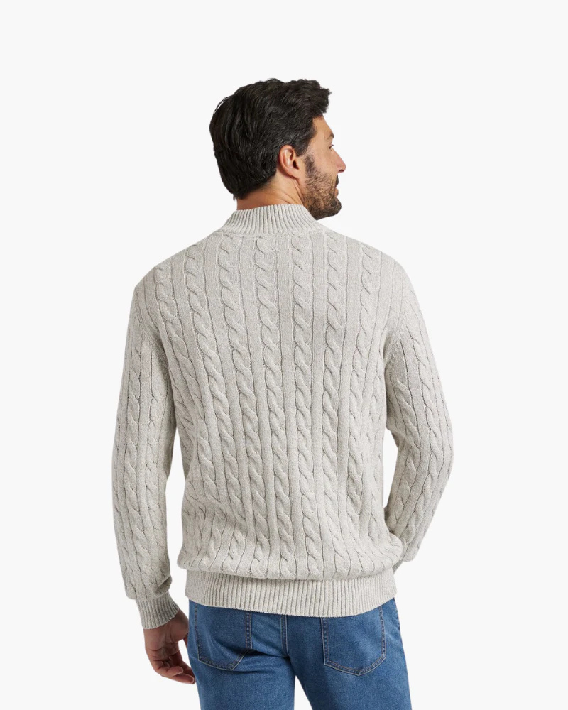 PULL À ZIPS ET TORSADES STYLE OLD MONEY - 100 % COTON