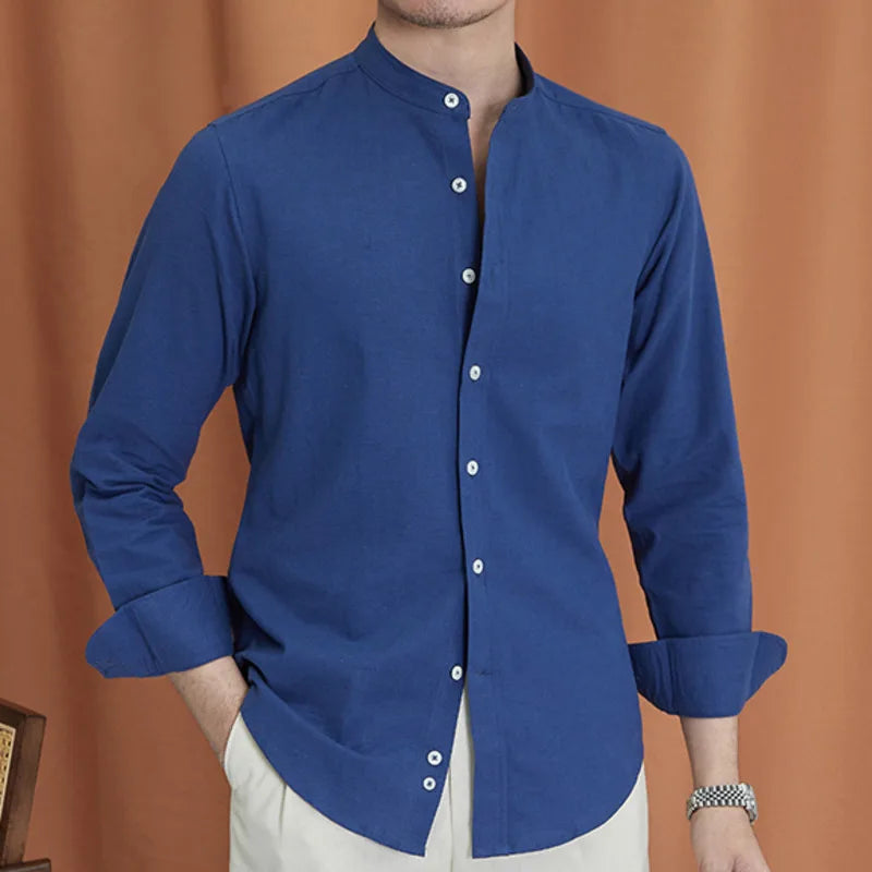 OLD MONEY Mao Collar Shirt - WEAR OLD MONEY