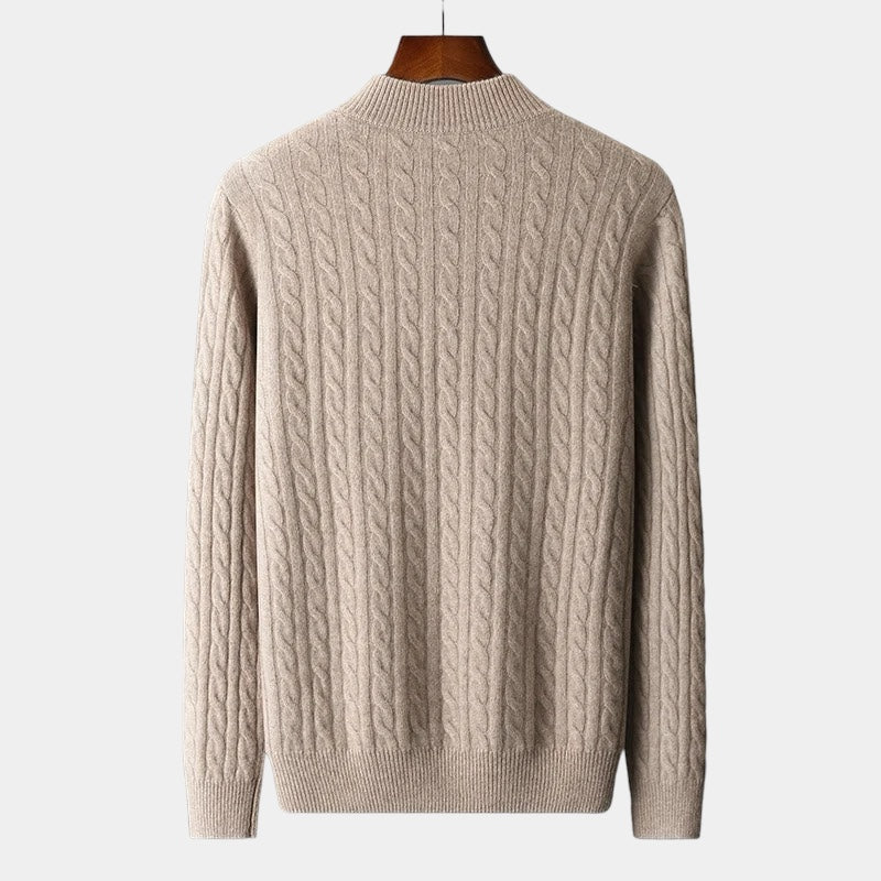 OLD MONEY Merino Wool Knitted Quarter-Zip Sweater - WEAR OLD MONEY