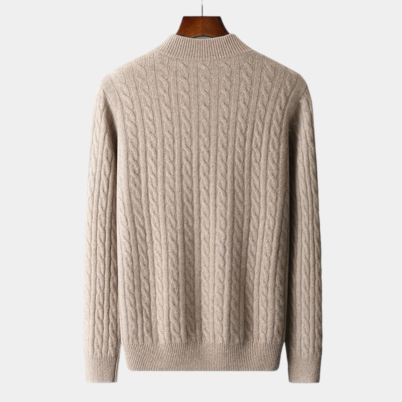 OLD MONEY Merino Wool Knitted Quarter-Zip Sweater - WEAR OLD MONEY