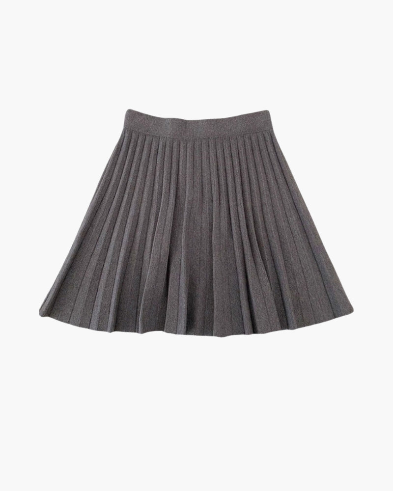 Mini-jupe plissée en laine Oxford