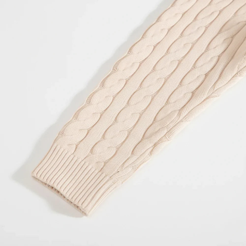 PULL À ZIPS ET TORSADES STYLE OLD MONEY - 100 % COTON