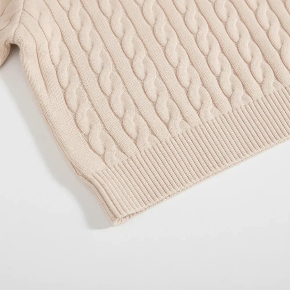 PULL À ZIPS ET TORSADES STYLE OLD MONEY - 100 % COTON